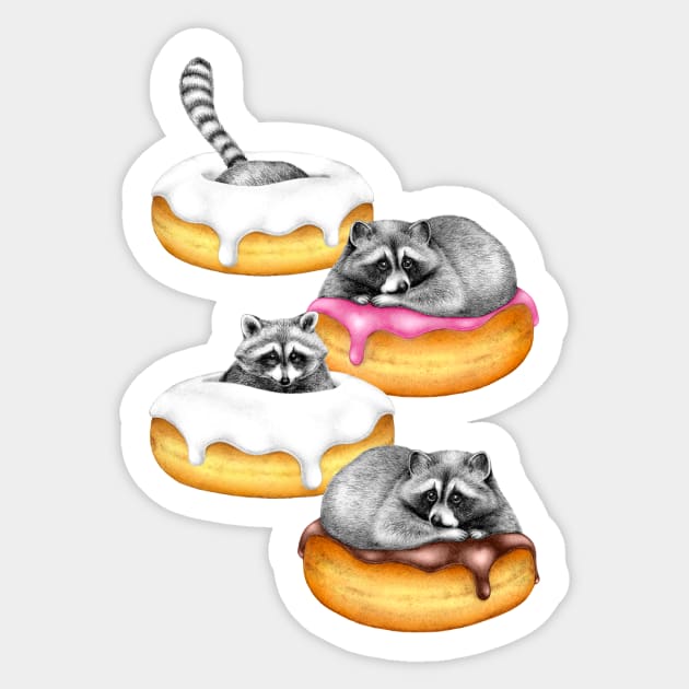 A Raccoon's Doughnut Fantasy Sticker by PerrinLeFeuvre